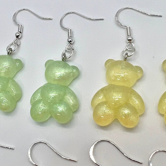 Gummy Bear Earrings - Baby Shower Earrings - Gender Reveal Earrings - Teddy Bear - Picture 4 of 10